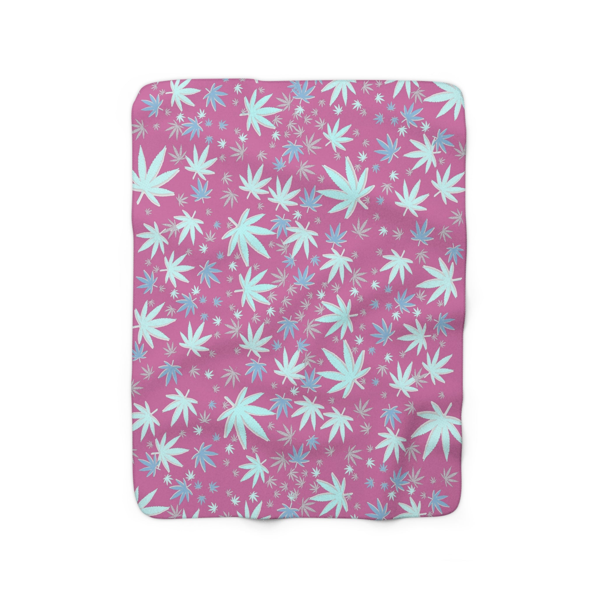 Pink Cannabis Leaf Sherpa Fleece Blanket