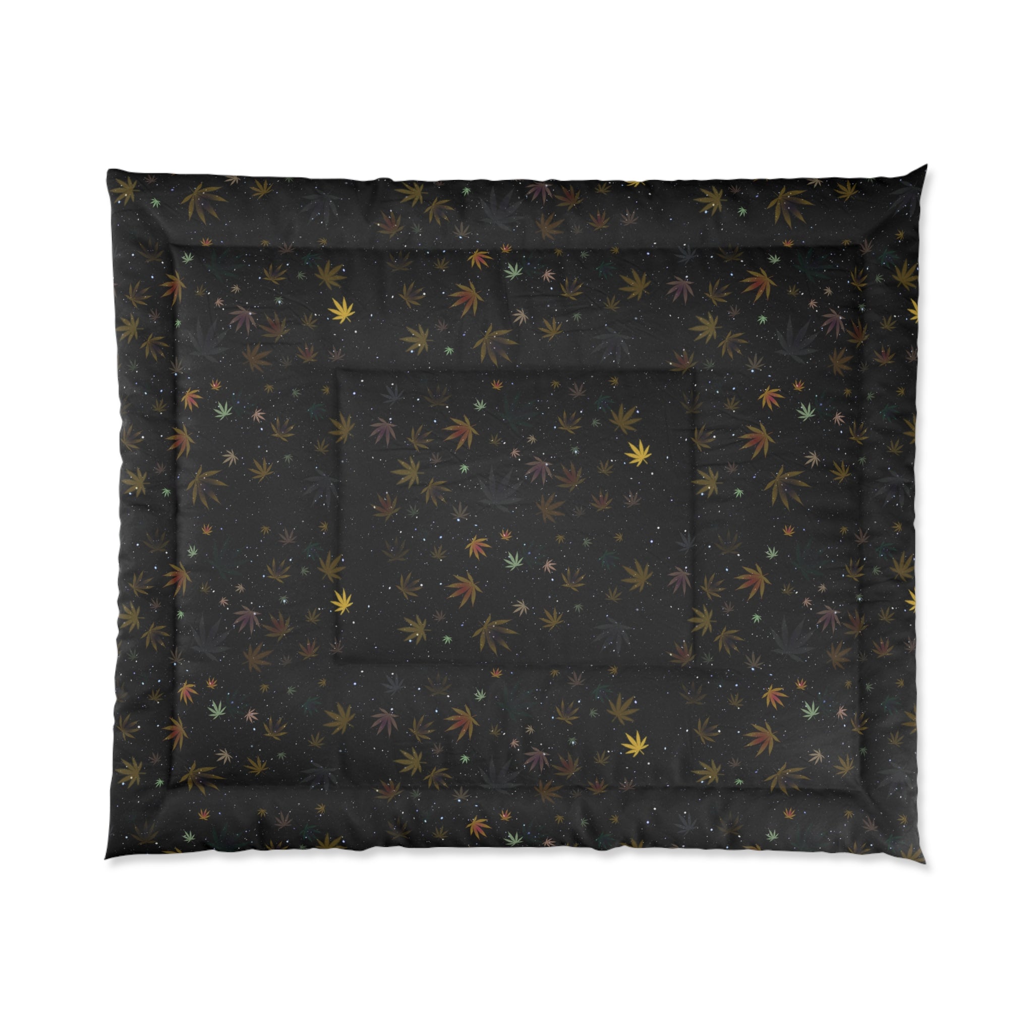 Black & Gold Cannabis Leaf Comforter