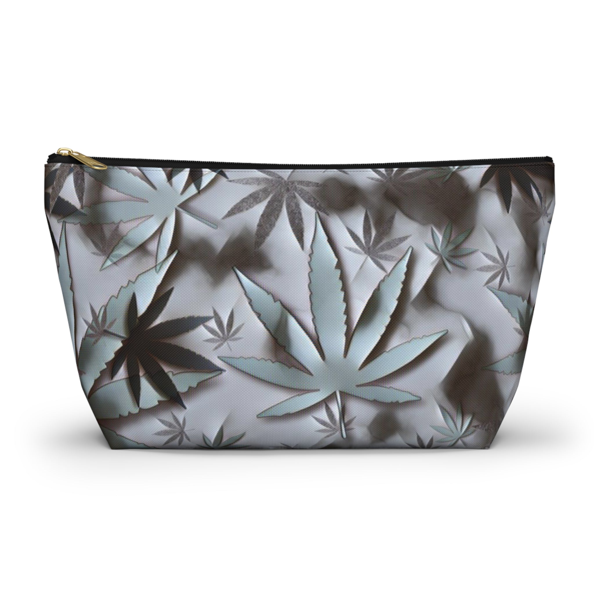 Black and White Cannabis Leaf Stash Bag  Accessory Bag Travel Bag  Makeup Bag