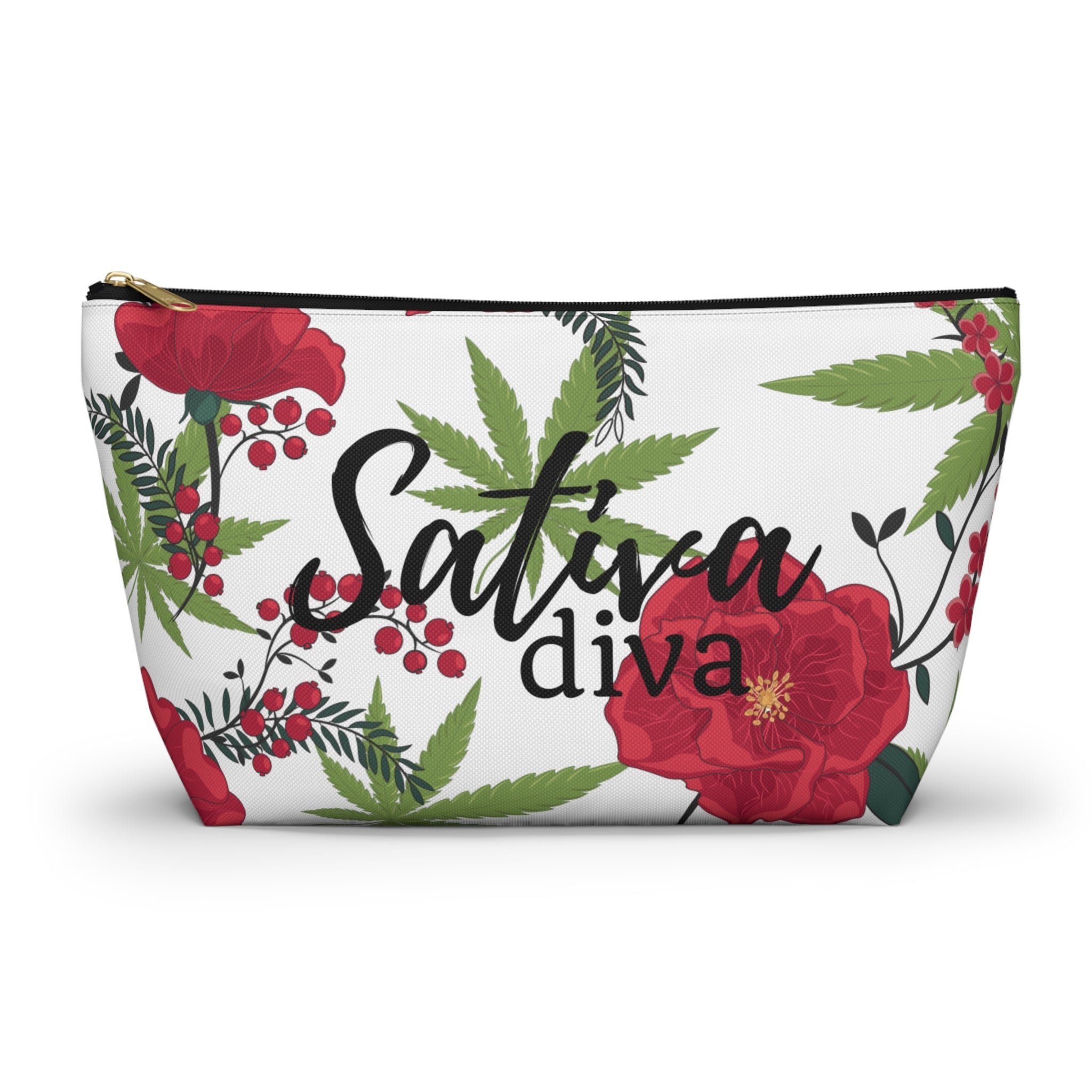 Sativa Diva Cannabis Leaf Stash Bag  Accessory Bag Travel Bag Makeup Bag Stoner Gift