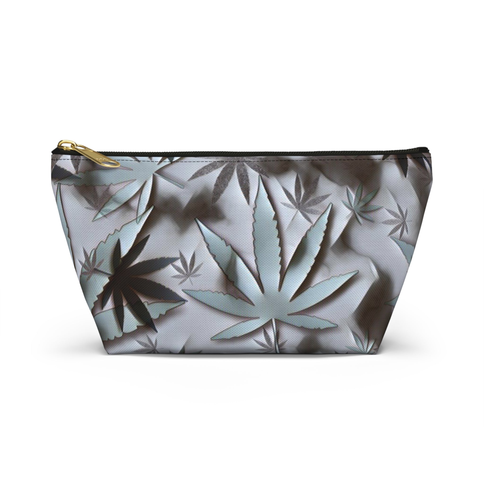 Black and White Cannabis Leaf Stash Bag  Accessory Bag Travel Bag  Makeup Bag