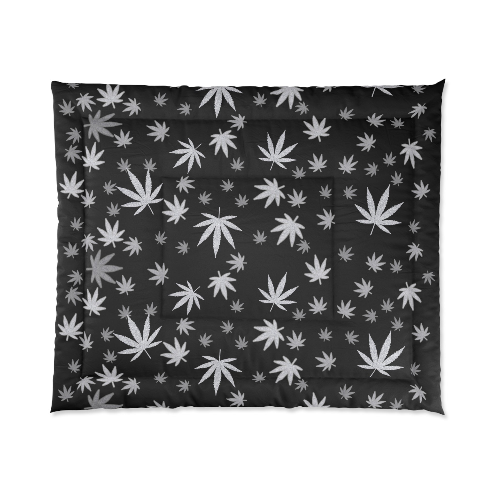 Black Cannabis Leaf Comforter