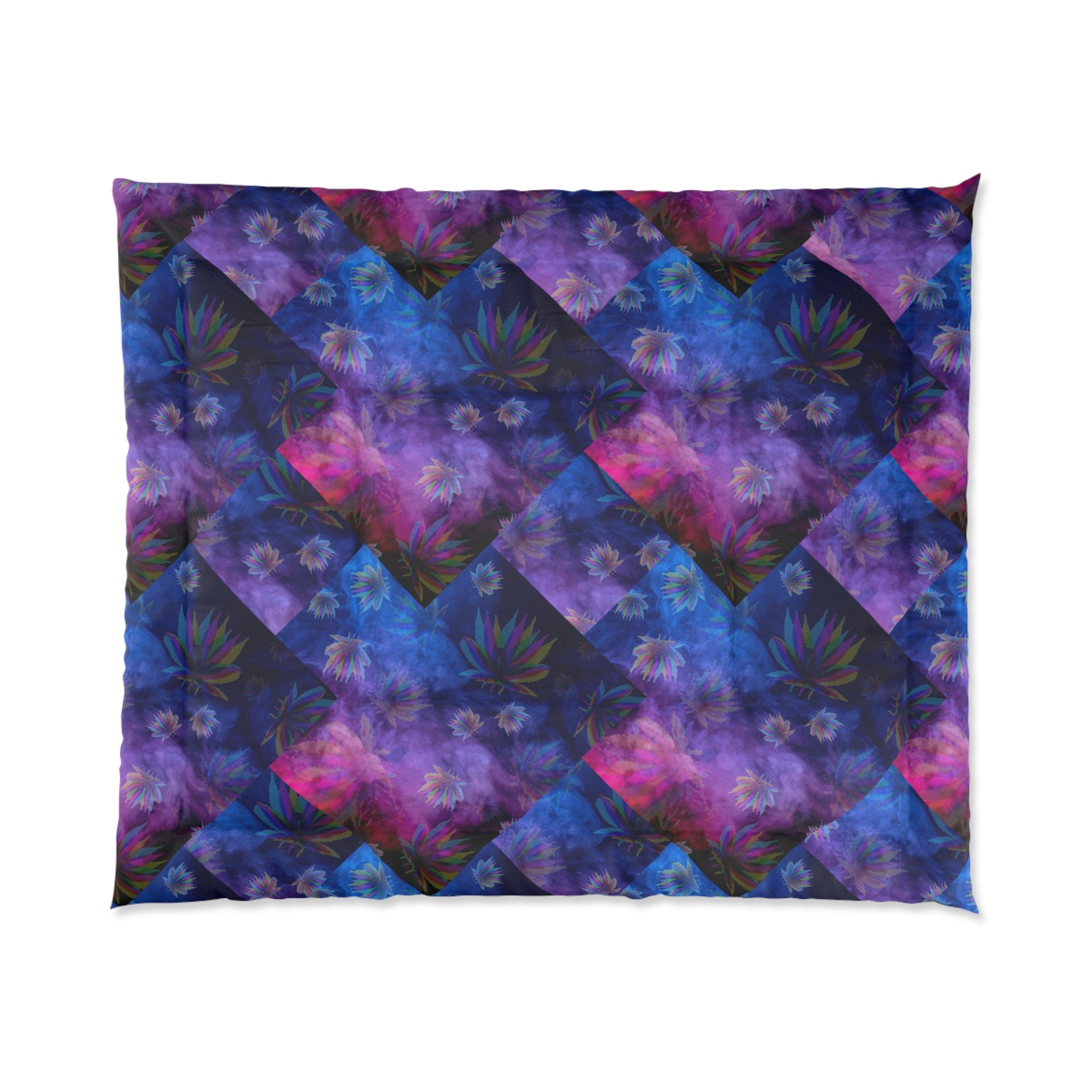 Purple Galaxy Cannabis Leaf Comforter