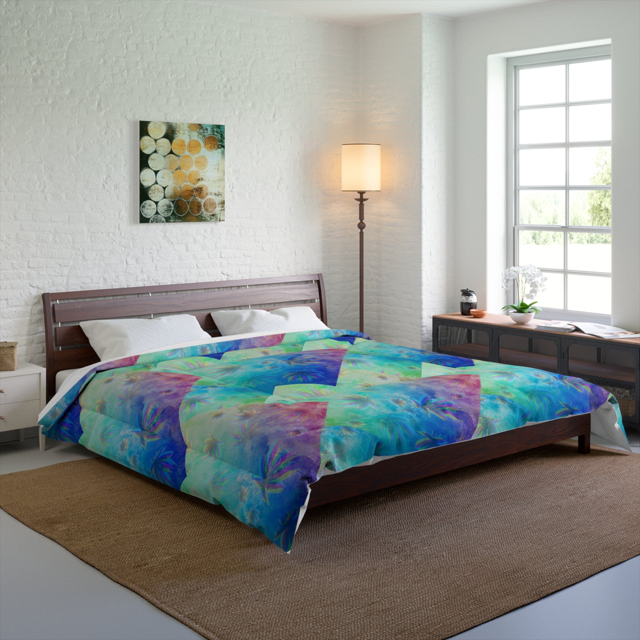 Modern Patchwork Pattern Cannabis Leaf Comforter