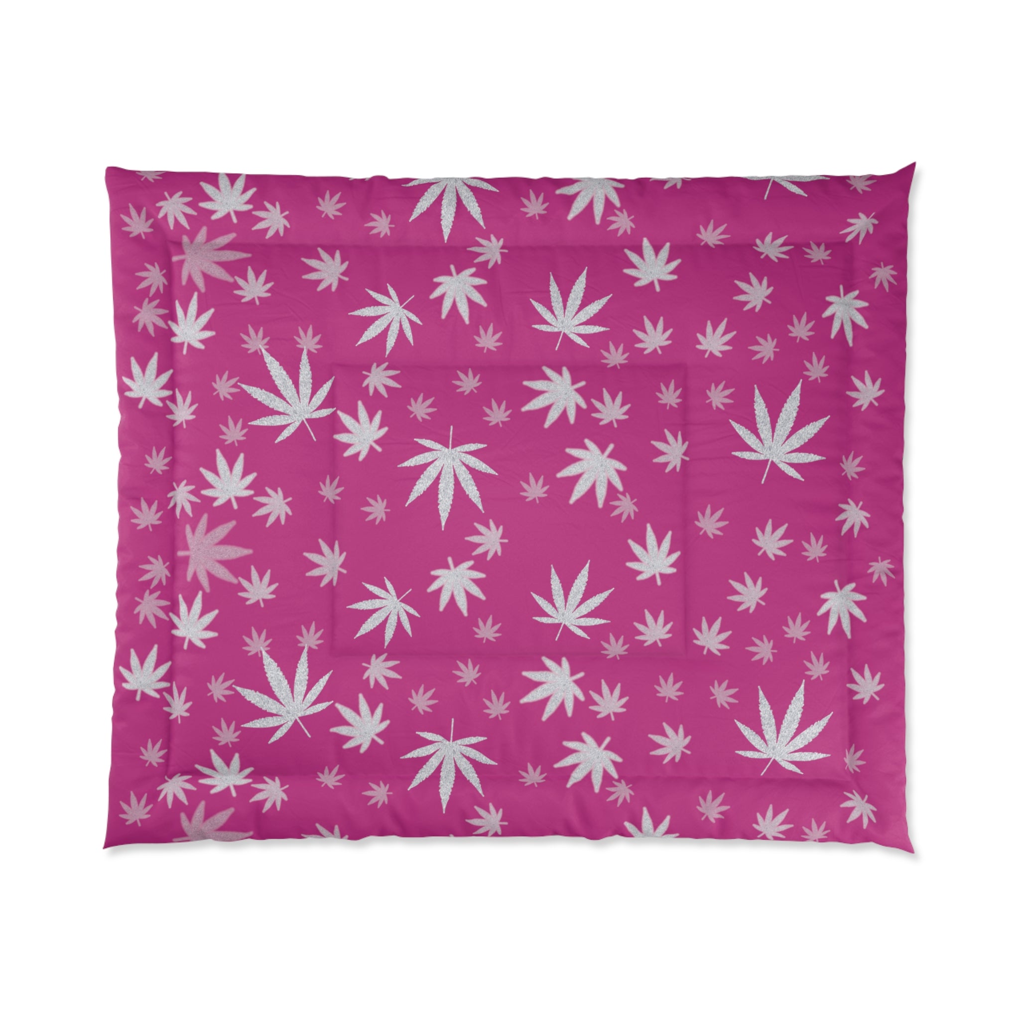 Pink Cannabis Leaf Comforter