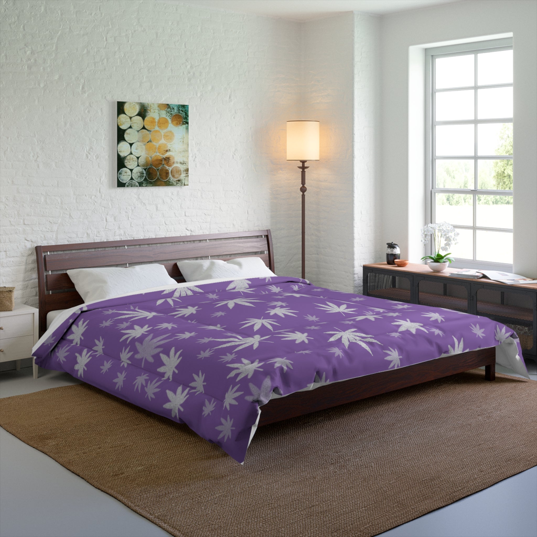 Purple Cannabis Leaf Comforter