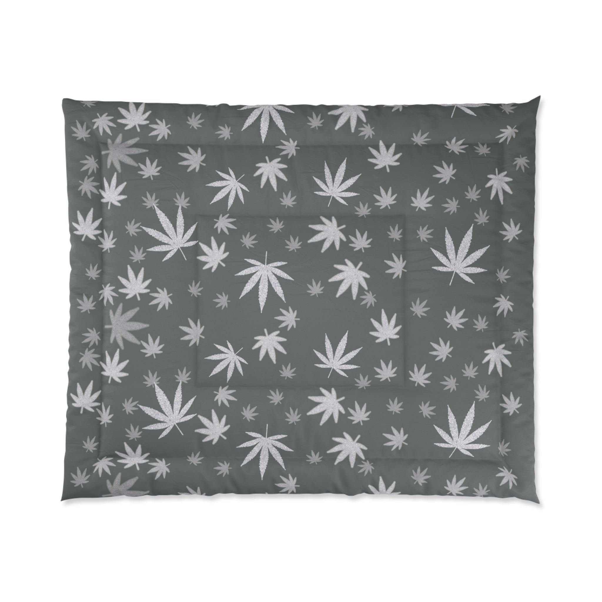 Grey Cannabis Leaf Comforter