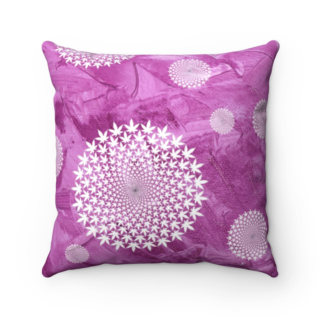 Purple Cannabis Leaf Bursts Square Throw Pillow