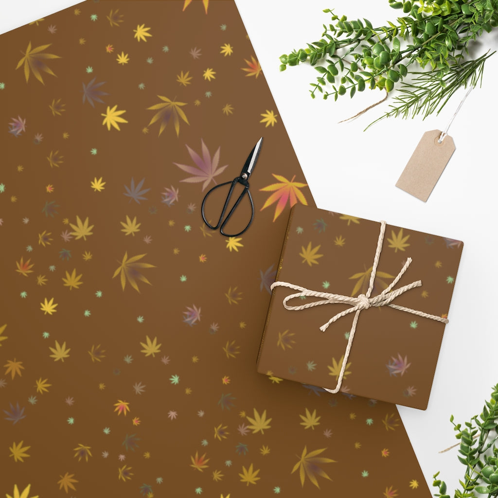 Brown And Gold Cannabis Gift Wrapping Paper