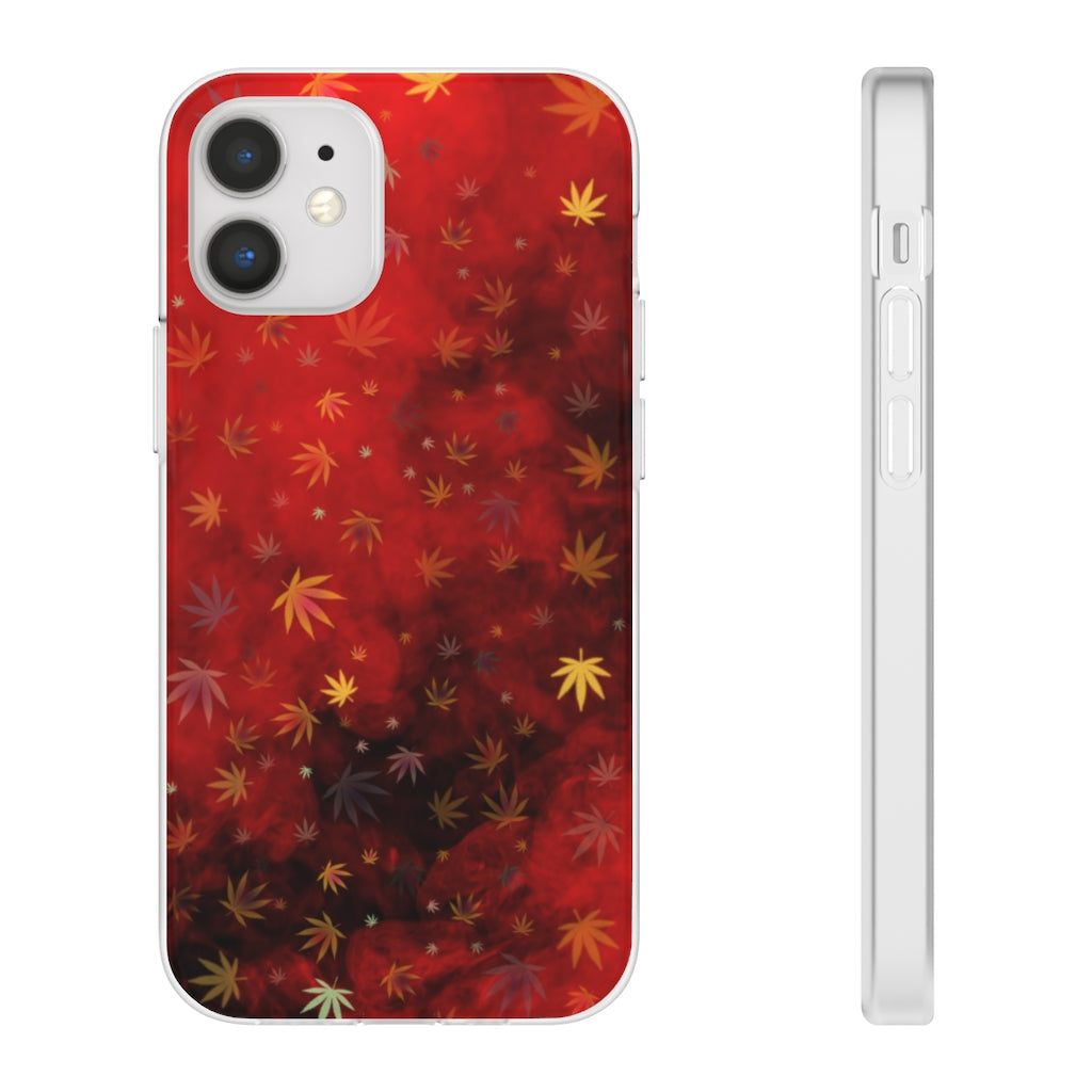 Red Cannabis Leaf Galaxy Flexi Cell Phone Case
