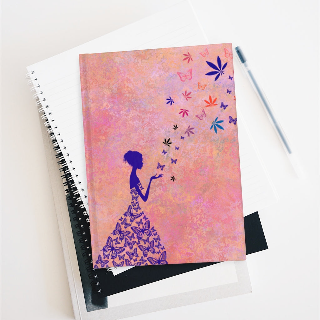 Butterflies And Cannabis Leaves Blowing In The Wind Journal - Ruled Line