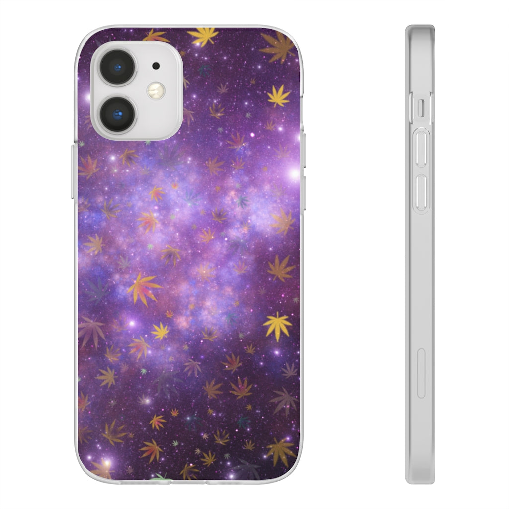 Purple Haze Galaxy Cannabis Themed Cell Phone Flexi Case Stoner Gift