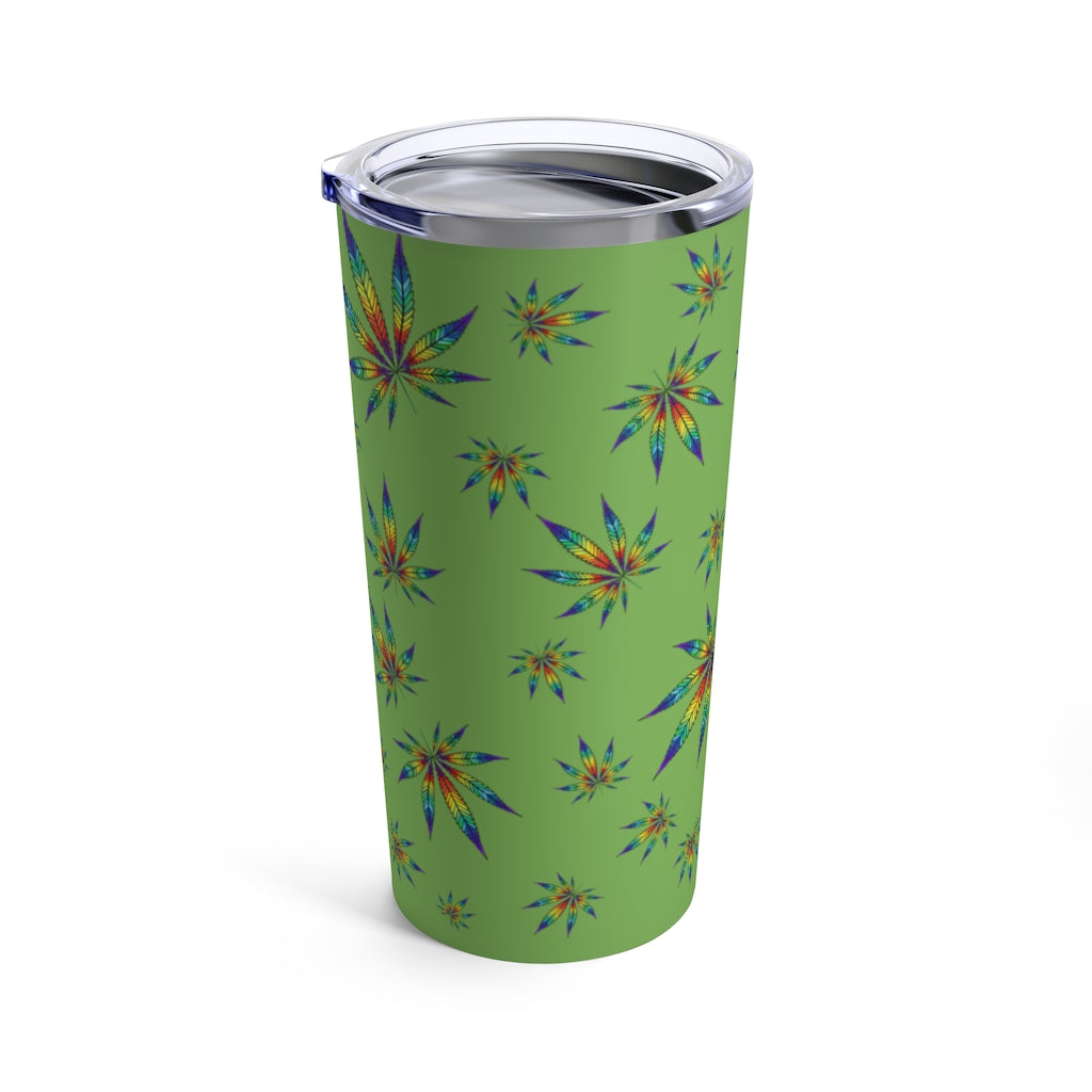 Rainbow Cannabis Leaf Tumbler 20oz