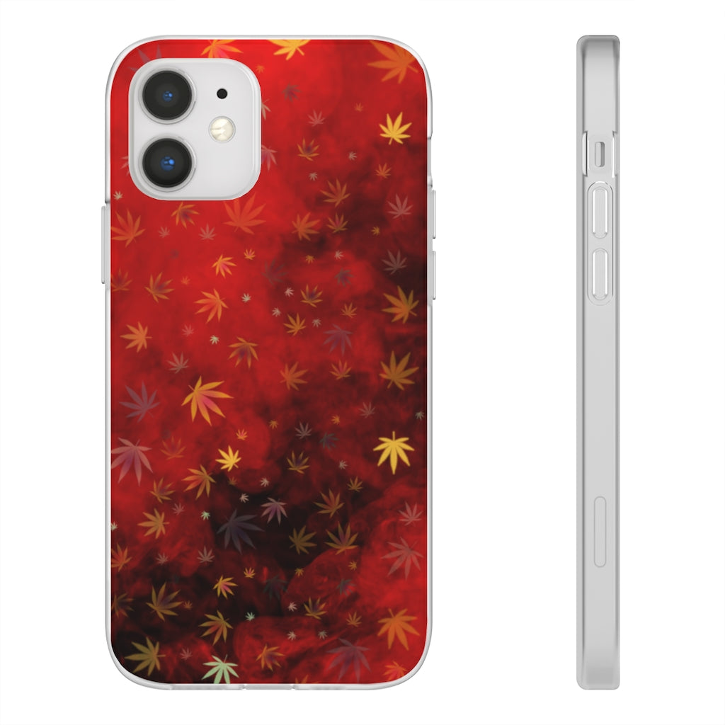 Red Cannabis Leaf Galaxy Flexi Cell Phone Case