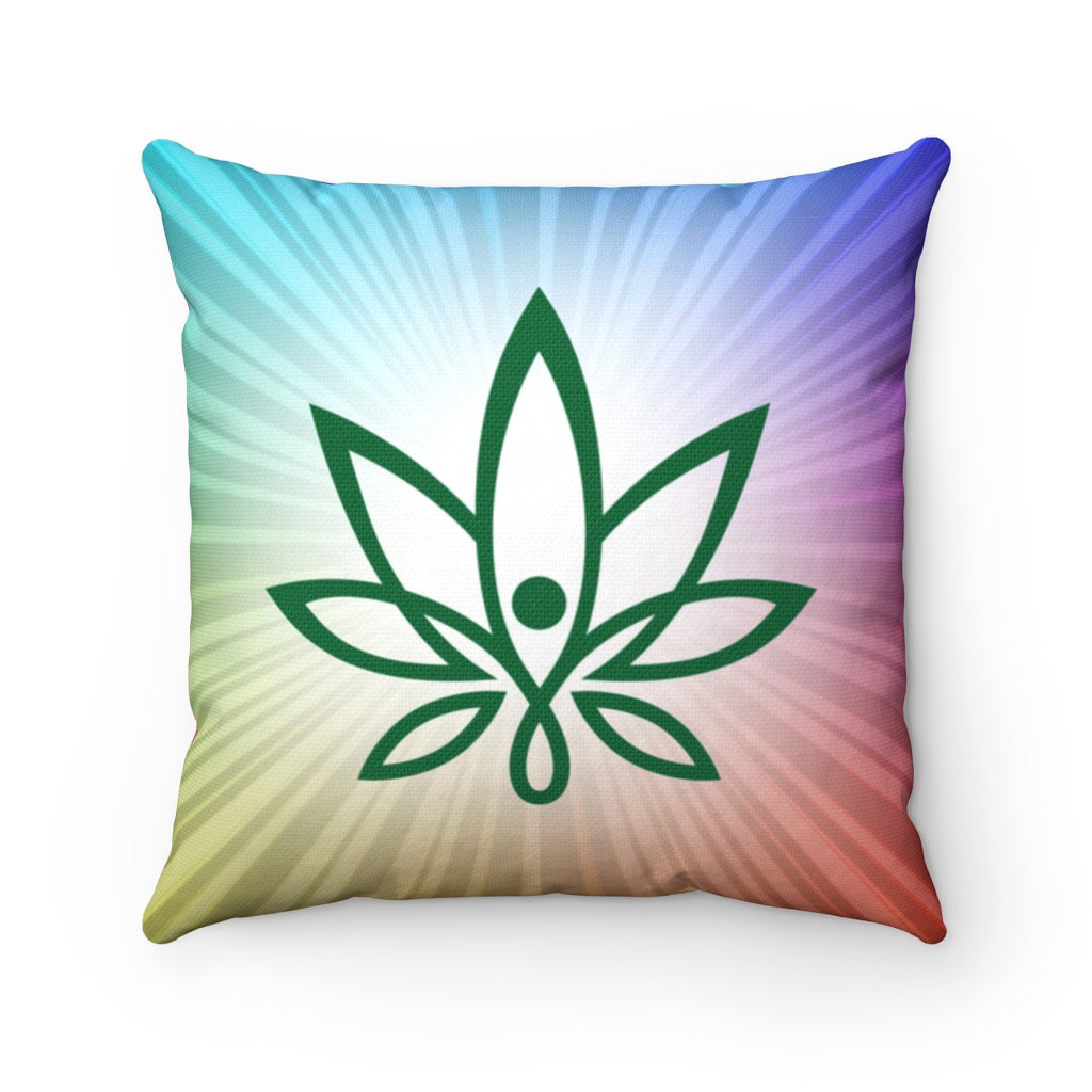 Minimalistic Rainbow Cannabis Leaf Square Throw Pillow