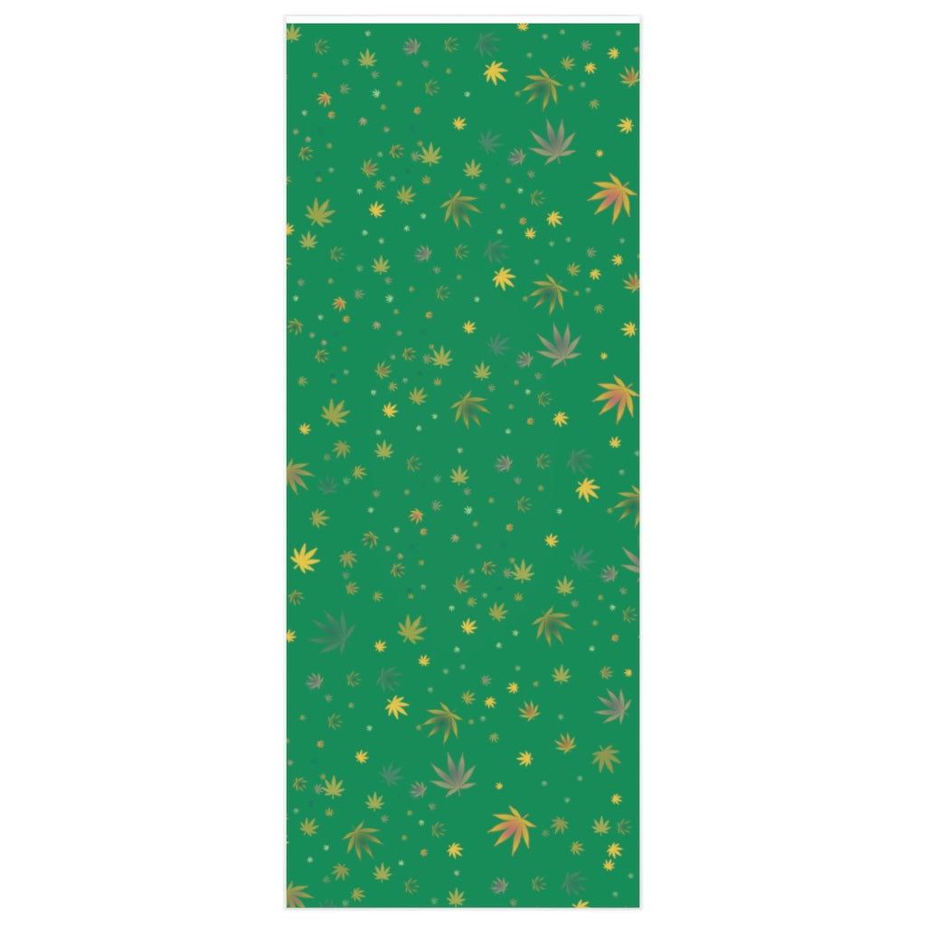 Green And Gold Cannabis Gift Wrapping Paper