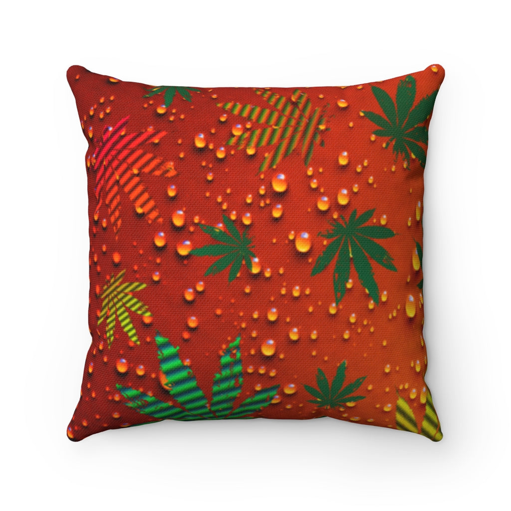 Summer Heat Cannabis Leaf Square Throw Pillow