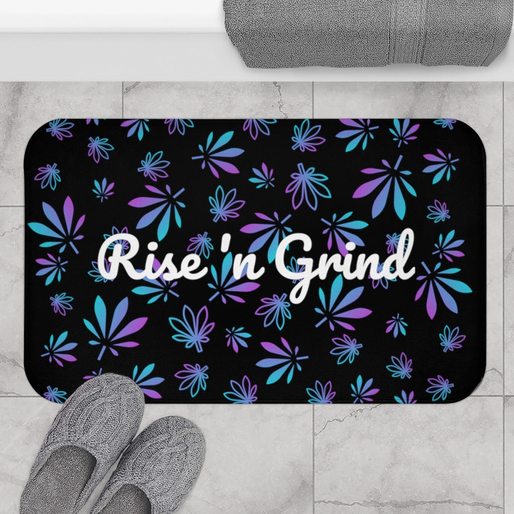 Black Rise 'n Grind Cannabis Themed Bath Mat Stoner Gift