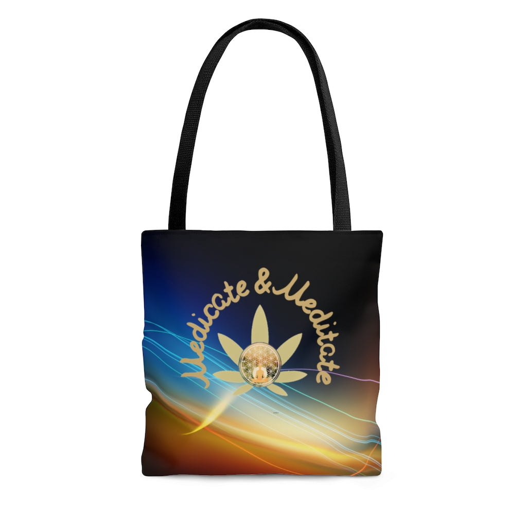 Medicate & Meditate Cannabis Themed Tote Bag Stoner Gift