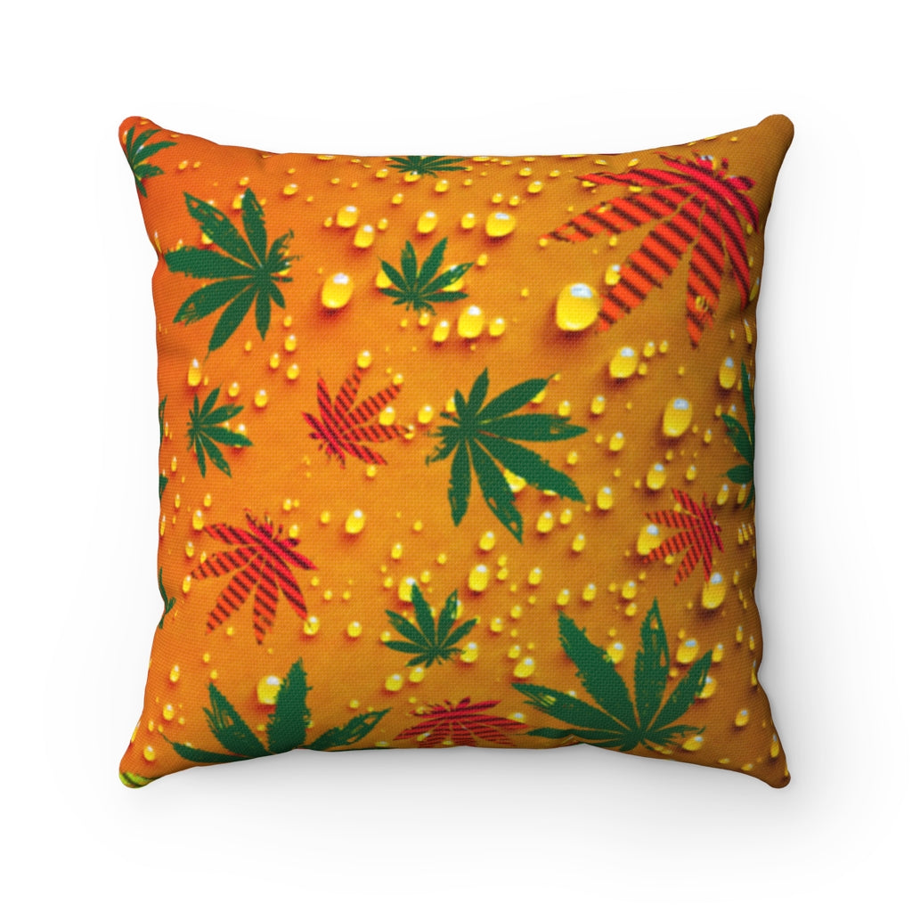 Summer Heat Cannabis Leaf Square Throw Pillow