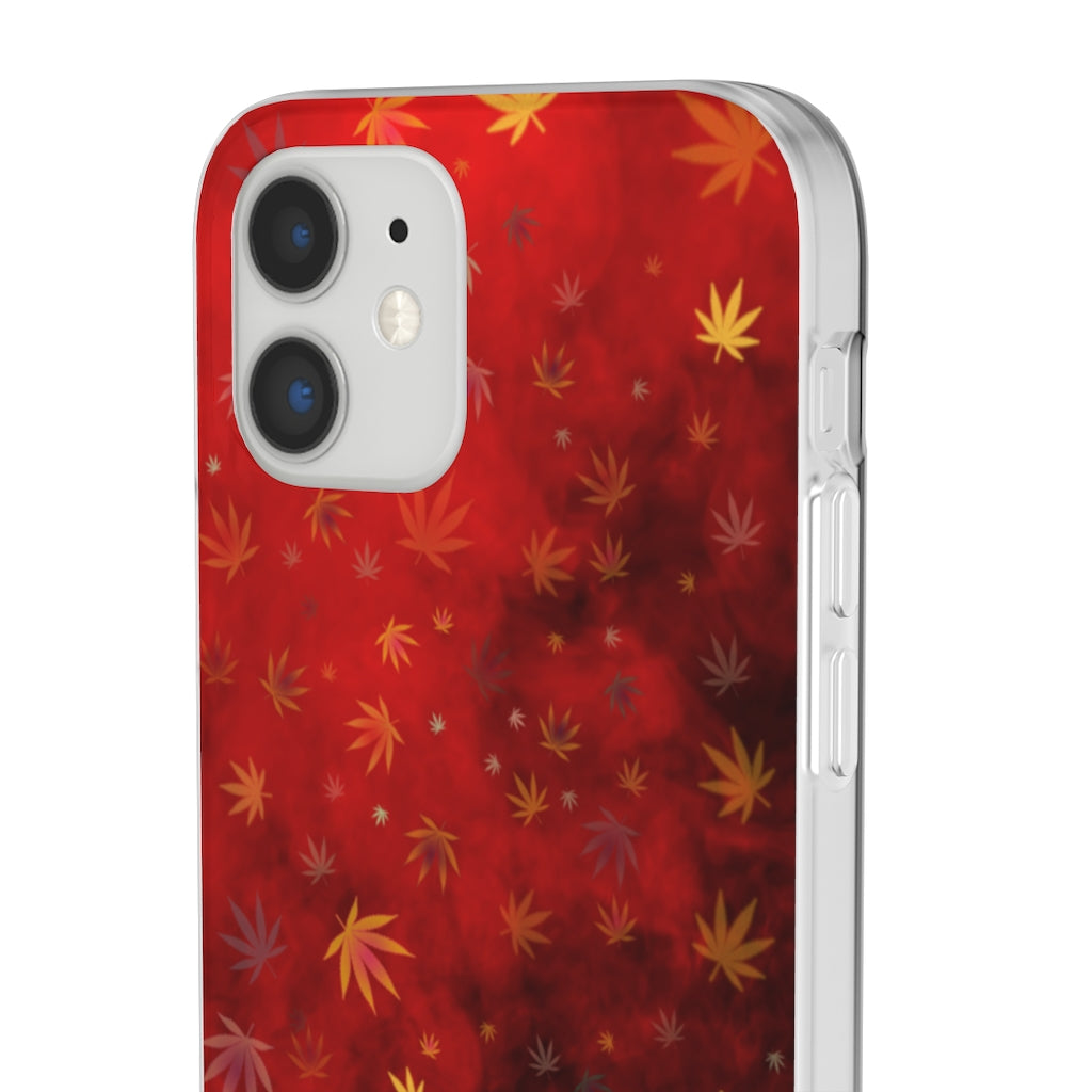 Red Cannabis Leaf Galaxy Flexi Cell Phone Case