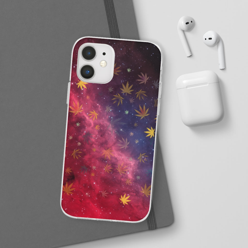 Galaxy Cannabis Themed Cell Phone Flexi Case Stoner Gift