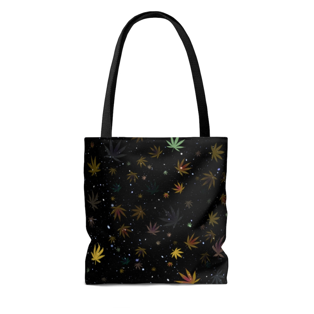 Black and Gold Galaxy Cannabis Themed Tote Bag Stoner Gift