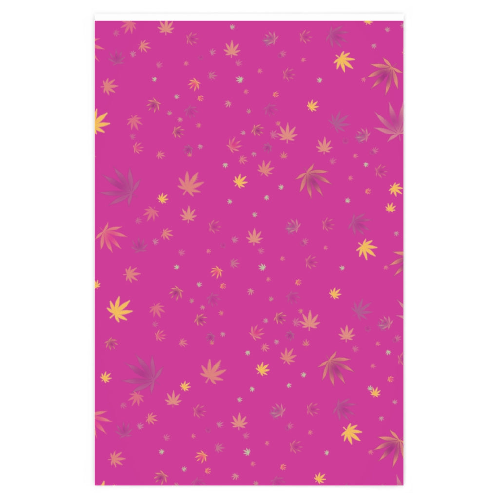 Fuchsia And Gold Cannabis Gift Wrapping Paper