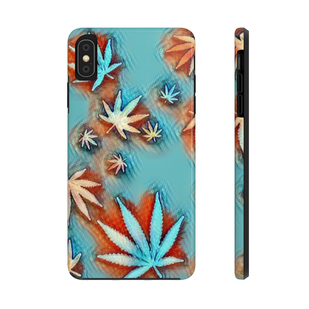 Aqua Cool Cannabis Leaf Case Mate Tough Phone Case - Stoner Gift
