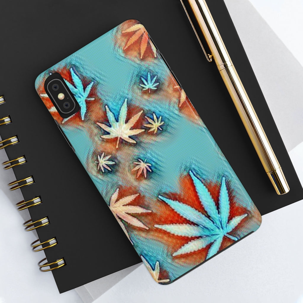 Aqua Cool Cannabis Leaf Case Mate Tough Phone Case - Stoner Gift