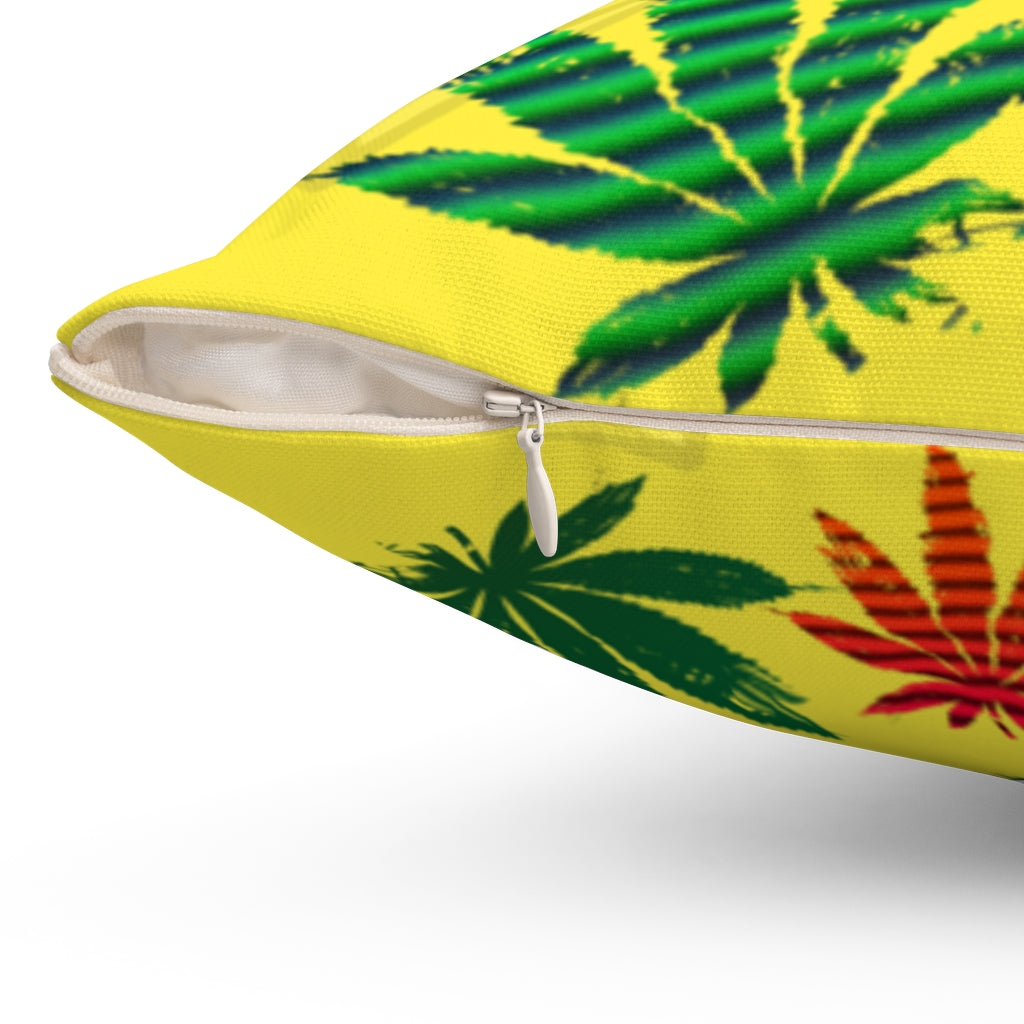 Lemon Days Cannabis Leaf Bursts  Square Throw Pillow Stoner Gift