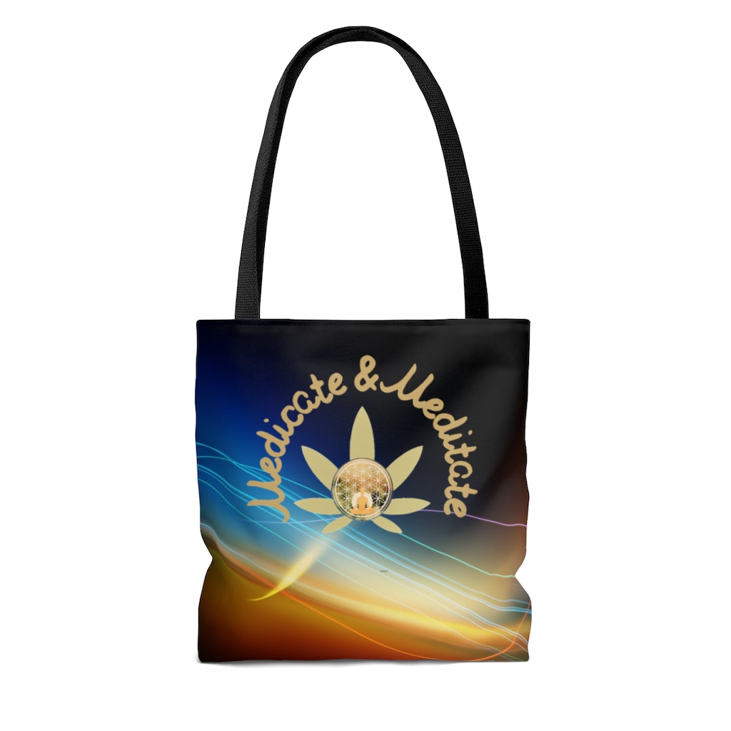 Medicate & Meditate Cannabis Themed Tote Bag Stoner Gift