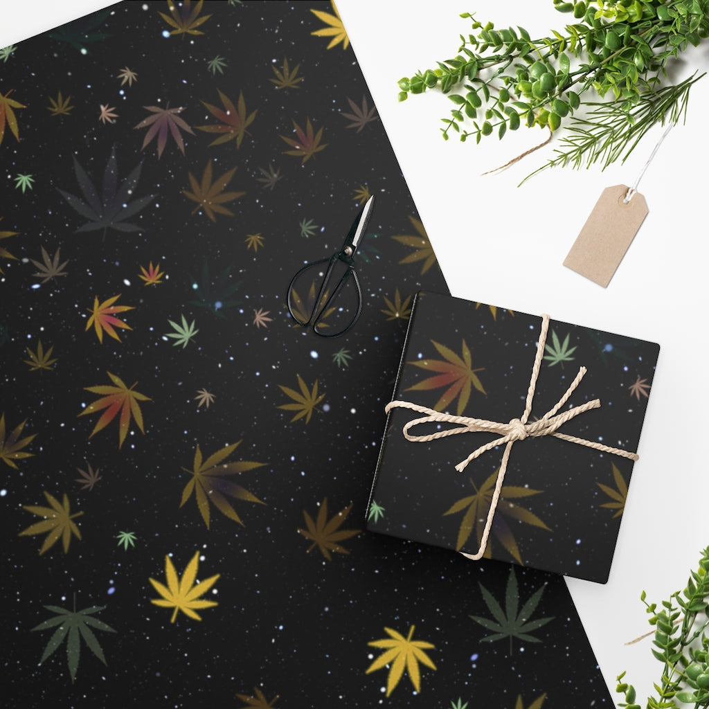 Black And Gold Cannabis Gift Wrapping Paper