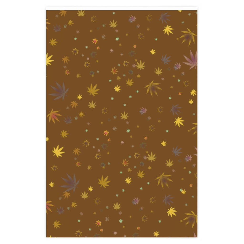 Brown And Gold Cannabis Gift Wrapping Paper